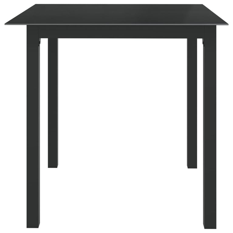 Tuintafel 80x80x74 cm aluminium en glas zwart MeubelReus