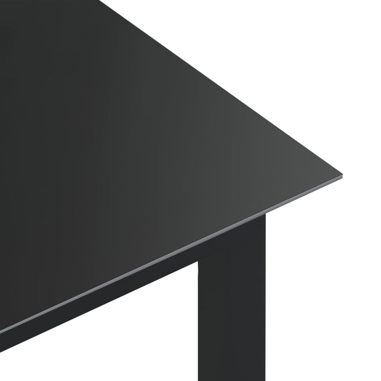 Tuintafel 80x80x74 cm aluminium en glas zwart MeubelReus