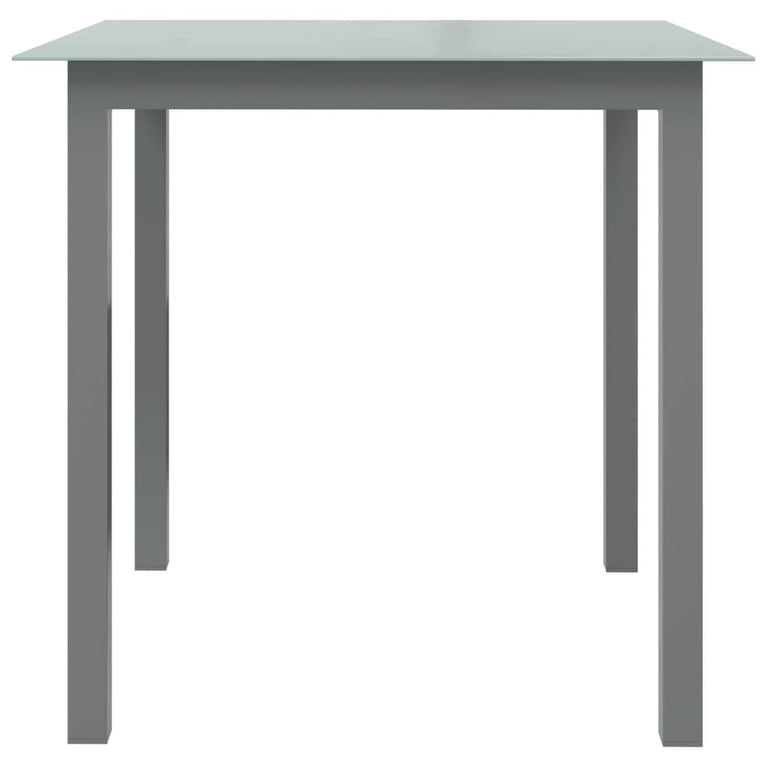 Tuintafel 80x80x74 cm aluminium en glas lichtgrijs MeubelReus