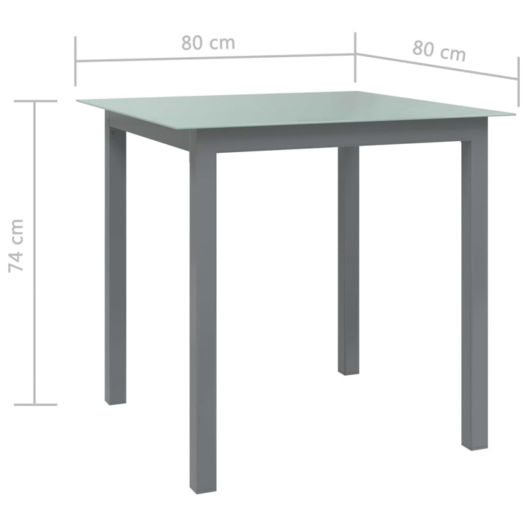 Tuintafel 80x80x74 cm aluminium en glas lichtgrijs MeubelReus