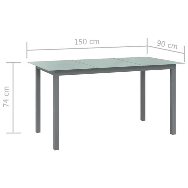 Tuintafel 150x90x74 cm aluminium en glas lichtgrijs MeubelReus