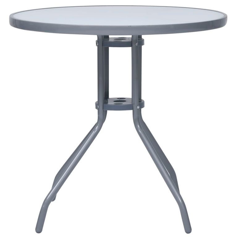 Tuintafel 80 cm staal en glas lichtgrijs MeubelReus