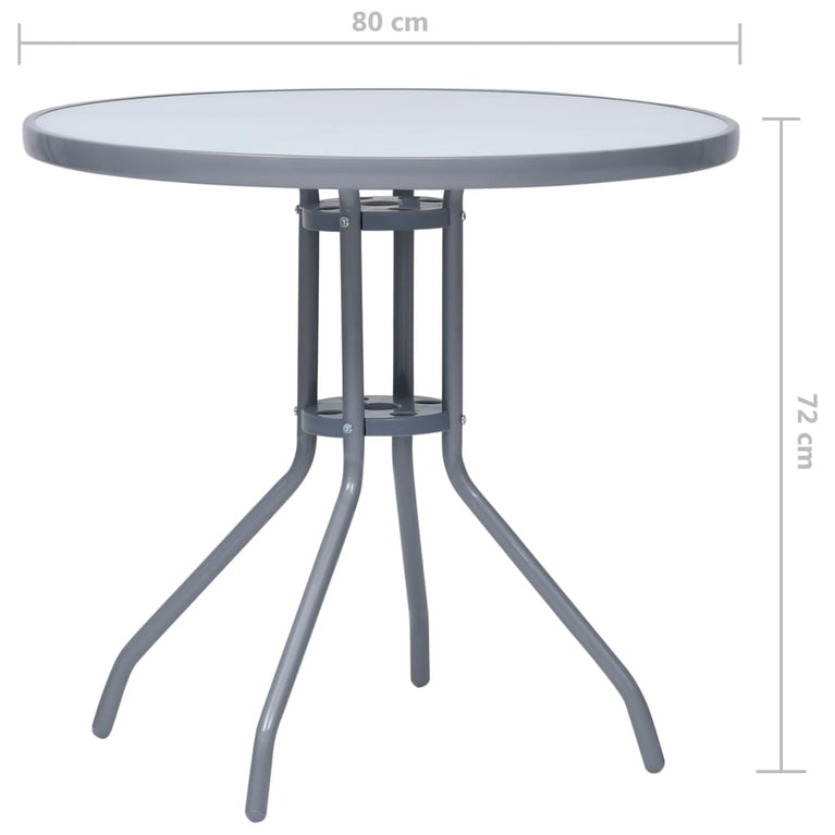Tuintafel 80 cm staal en glas lichtgrijs MeubelReus