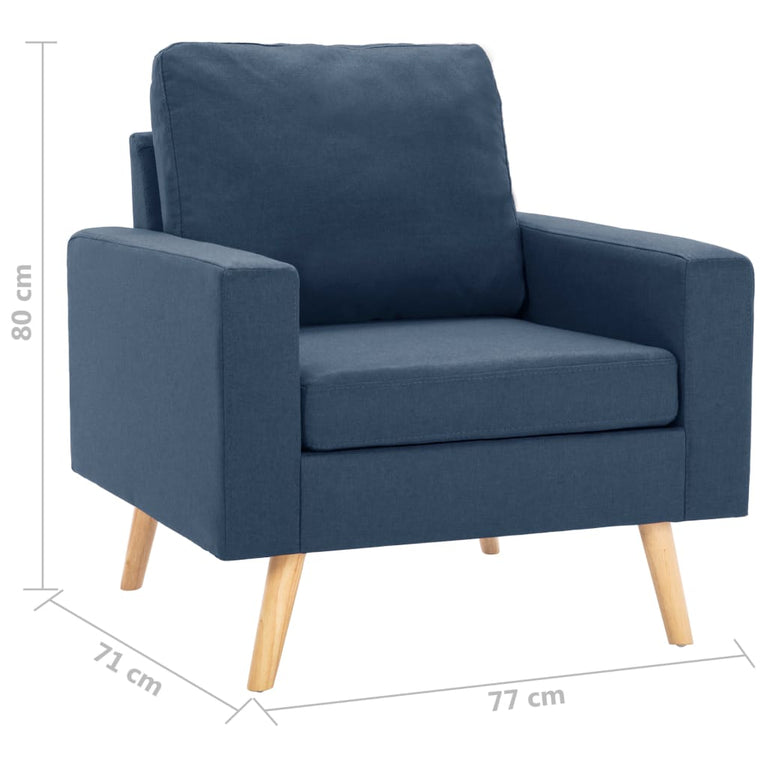 2-delig Bankstel stof blauw