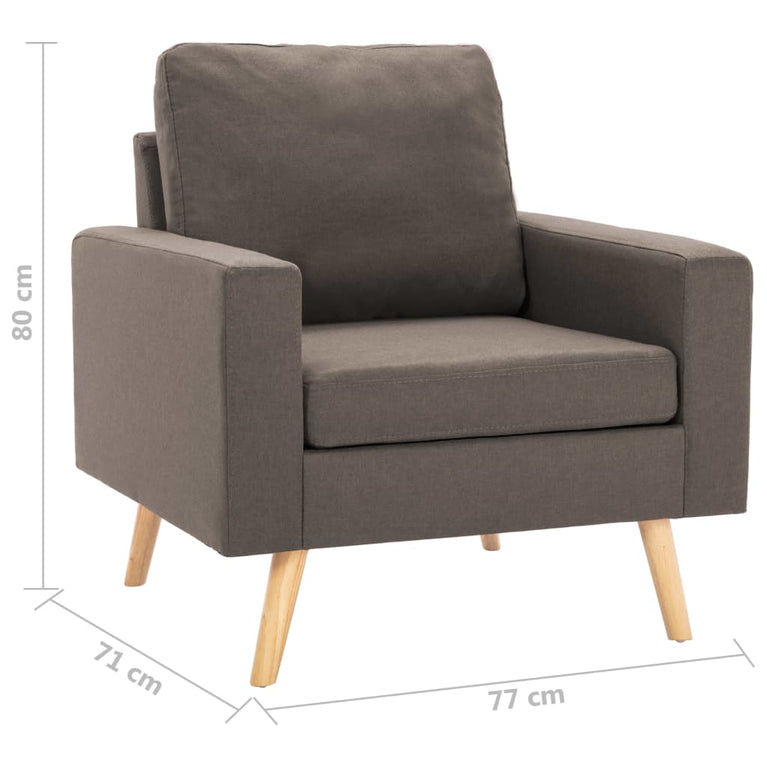 2-delig Bankstel stof taupe