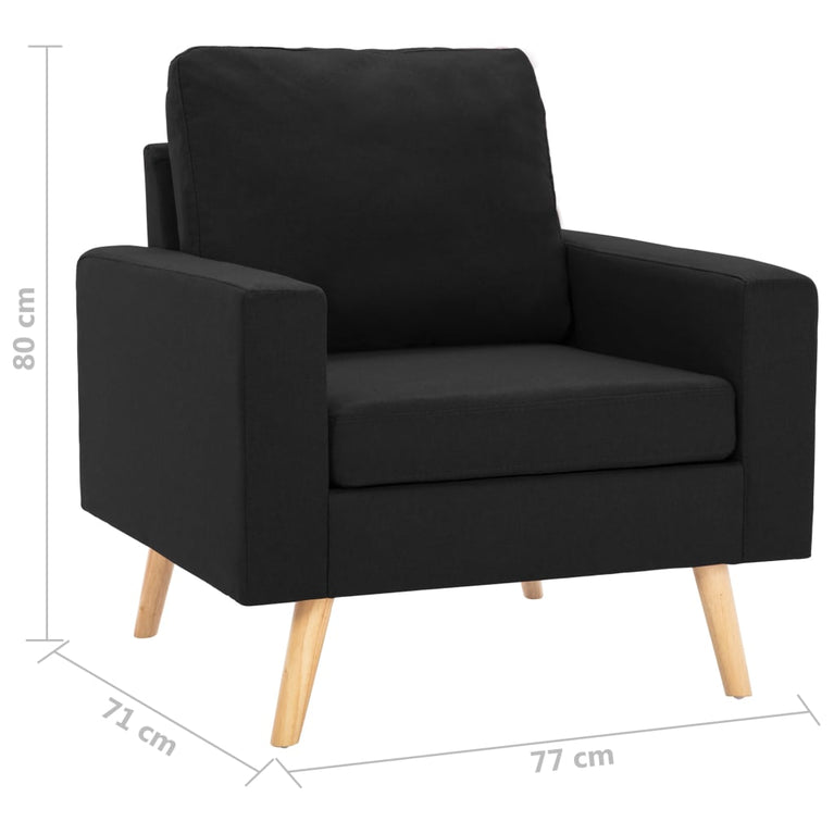 2-delig Bankstel stof zwart