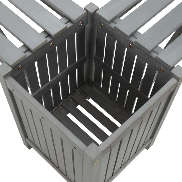 Tuinhoekbank met plantenbak 117 cm massief acaciahout grijs MeubelReus