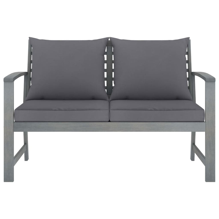 Tuinbank met donkergrijs kussen 120 cm massief acaciahout MeubelReus