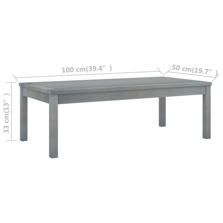 Salontafel 100x50x33 cm massief acaciahout grijs MeubelReus