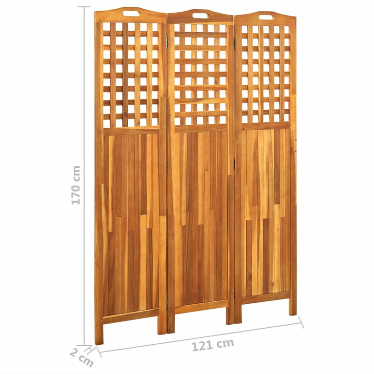 Kamerscherm met 3 panelen 121x2x170 cm massief acaciahout MeubelReus