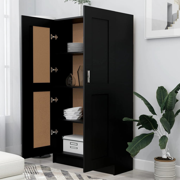 Boekenkast 82,5x30,5x150 cm spaanplaat zwart MeubelReus