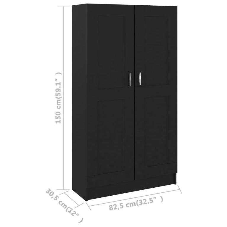 Boekenkast 82,5x30,5x150 cm spaanplaat zwart MeubelReus