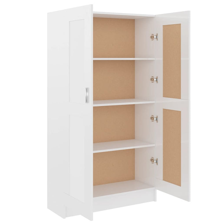 Boekenkast 82,5x30,5x150 cm bewerkt hout hoogglans wit MeubelReus