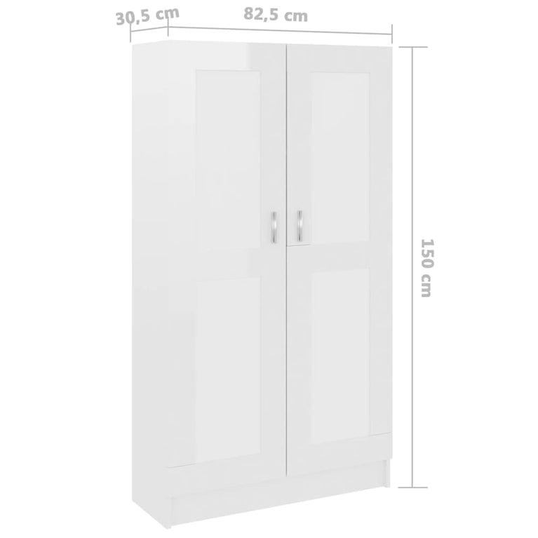 Boekenkast 82,5x30,5x150 cm bewerkt hout hoogglans wit MeubelReus