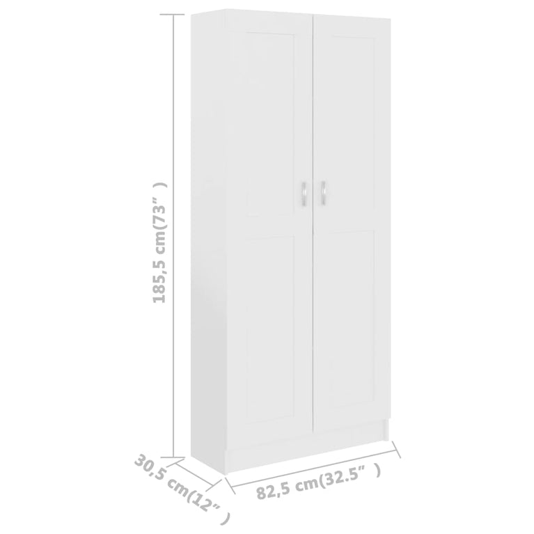 Boekenkast 82,5x30,5x185,5 cm spaanplaat wit