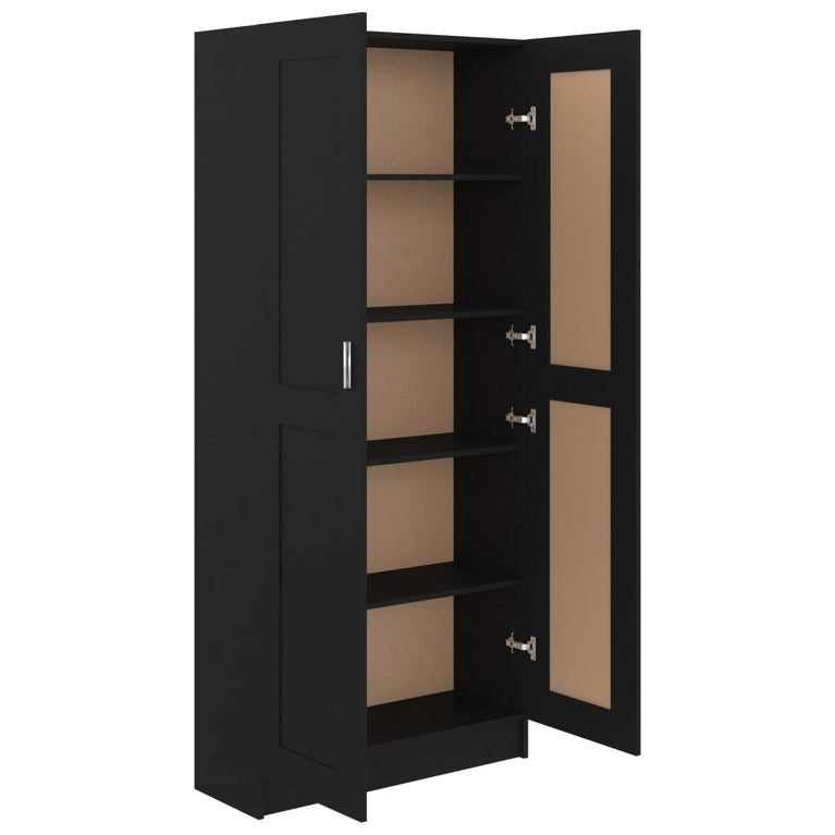 Boekenkast 82,5x30,5x185,5 cm spaanplaat zwart MeubelReus
