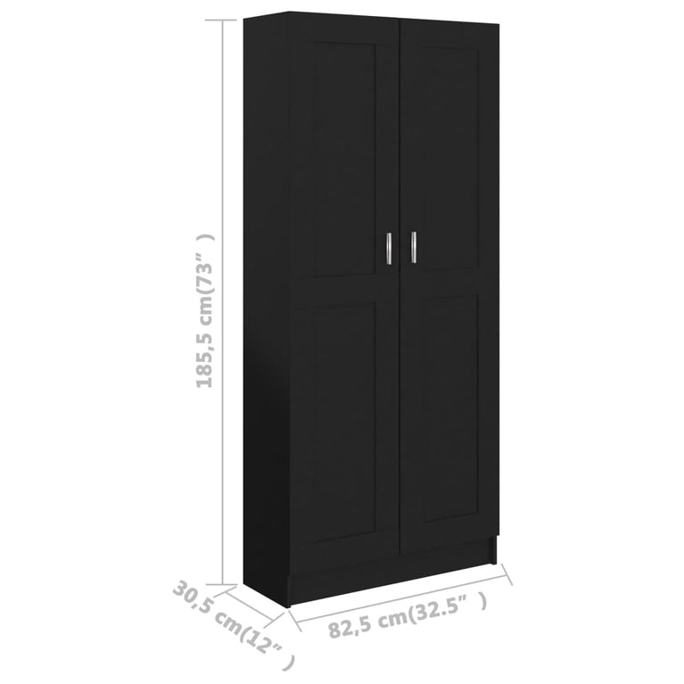 Boekenkast 82,5x30,5x185,5 cm spaanplaat zwart MeubelReus