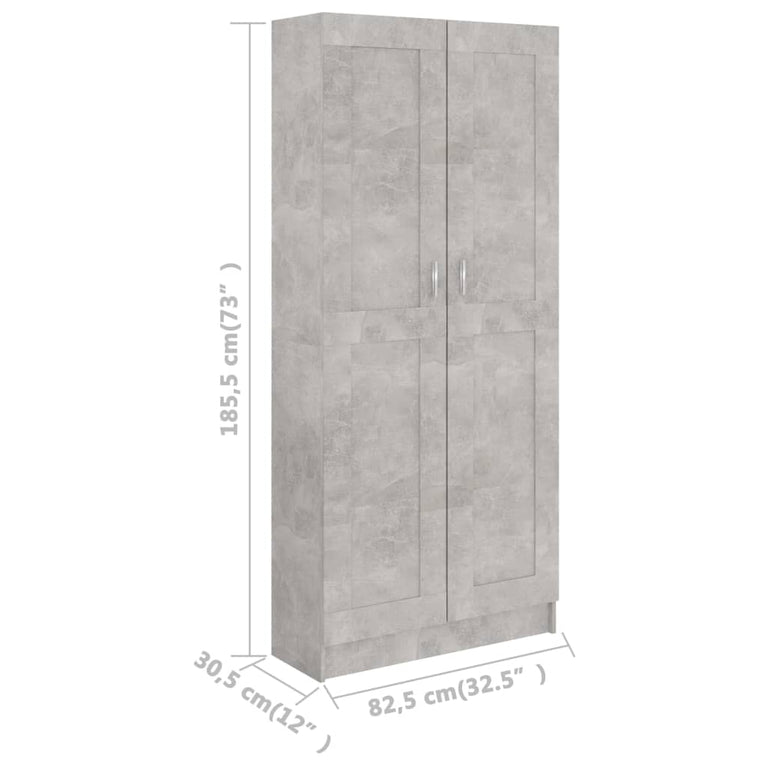 Boekenkast 82,5x30,5x185,5 cm spaanplaat betongrijs MeubelReus