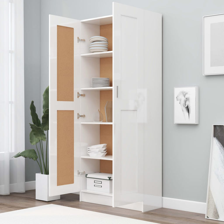 Boekenkast 82,5x30,5x185,5 cm spaanplaat hoogglans wit