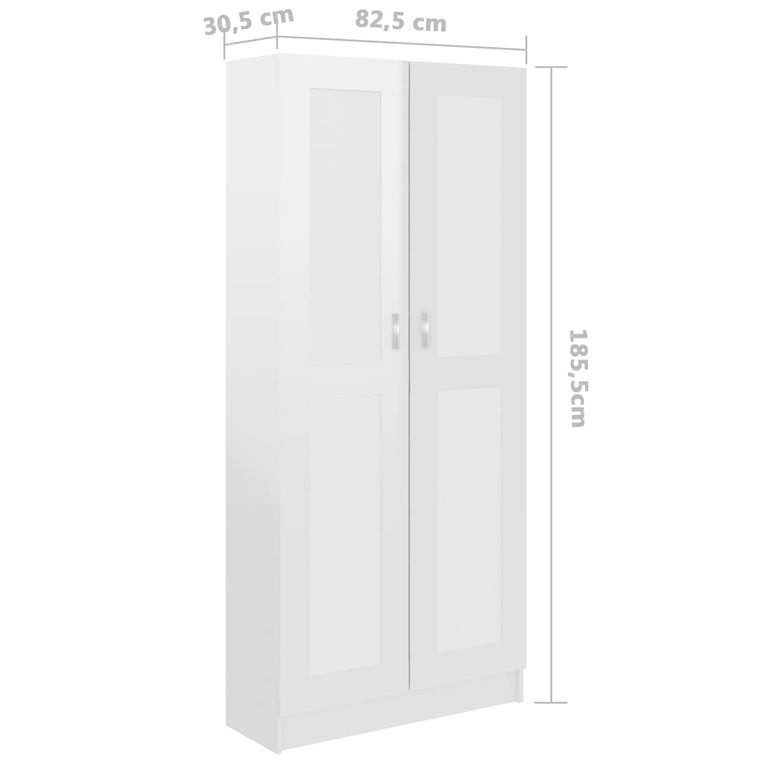 Boekenkast 82,5x30,5x185,5 cm spaanplaat hoogglans wit