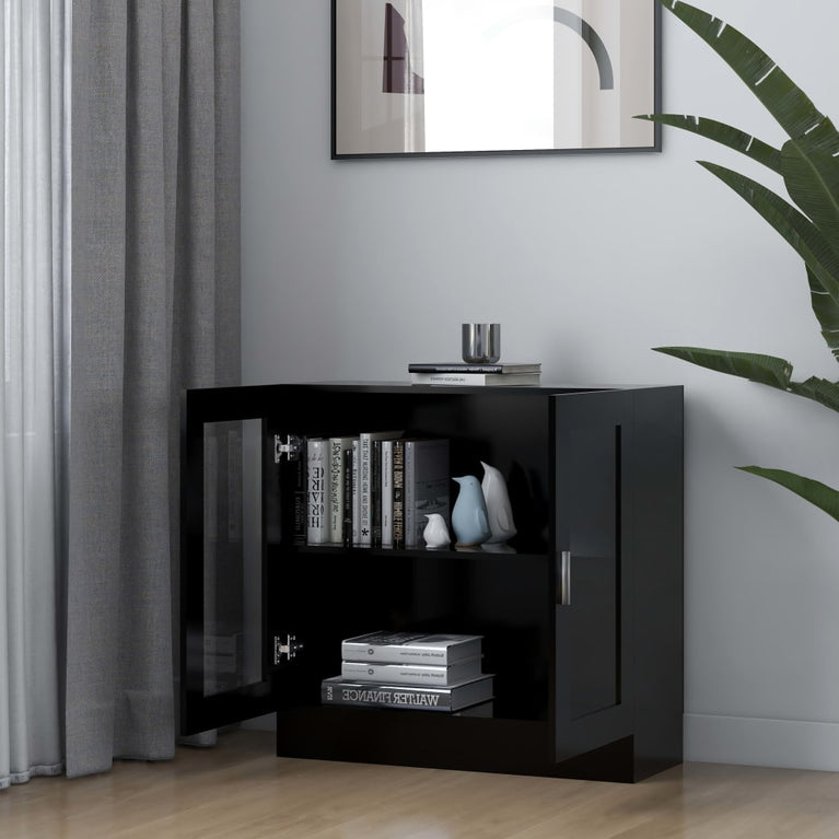 Vitrinekast 82,5x30,5x80 cm spaanplaat zwart MeubelReus