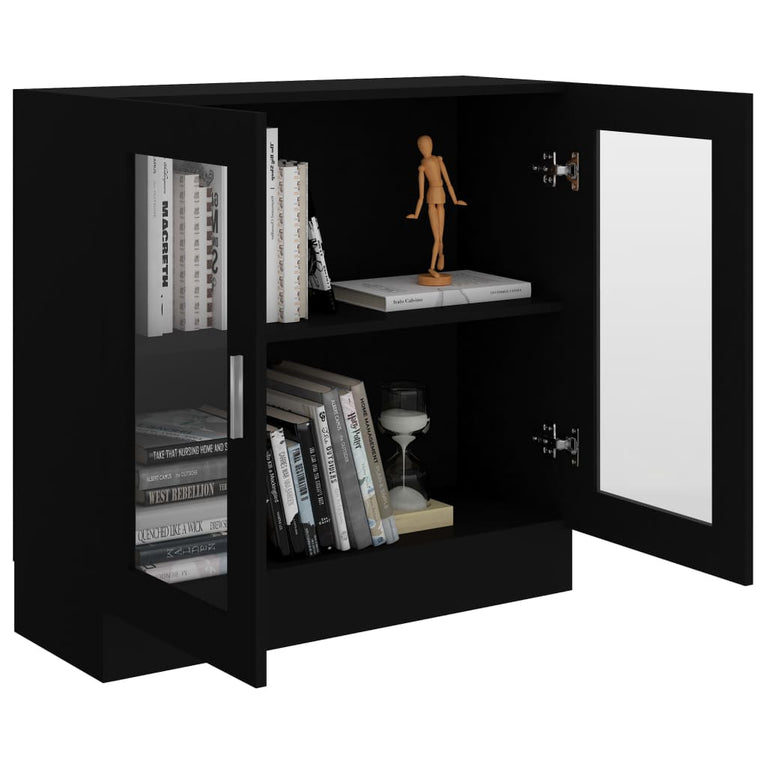 Vitrinekast 82,5x30,5x80 cm spaanplaat zwart MeubelReus