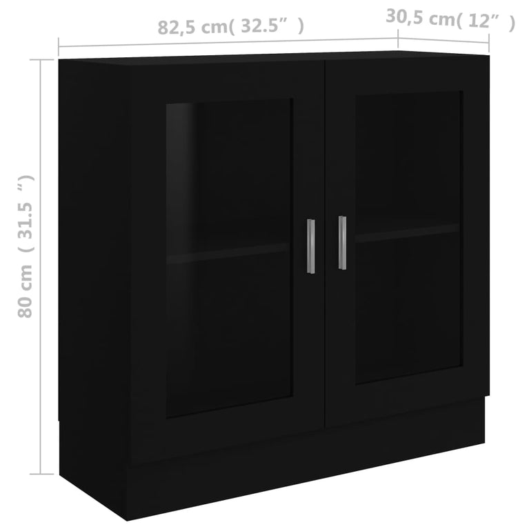 Vitrinekast 82,5x30,5x80 cm spaanplaat zwart MeubelReus