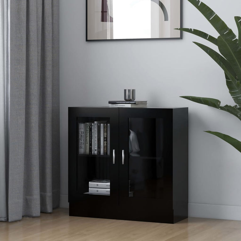 Vitrinekast 82,5x30,5x80 cm spaanplaat zwart MeubelReus