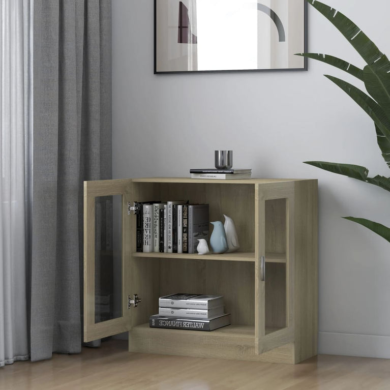 Vitrinekast 82,5x30,5x80 cm spaanplaat sonoma eikenkleurig MeubelReus