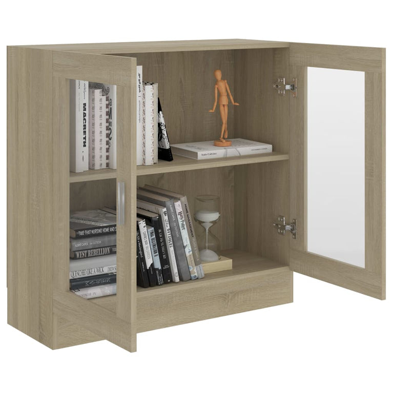 Vitrinekast 82,5x30,5x80 cm spaanplaat sonoma eikenkleurig MeubelReus