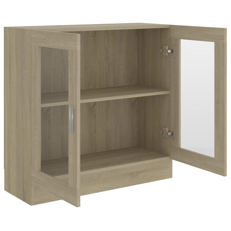 Vitrinekast 82,5x30,5x80 cm spaanplaat sonoma eikenkleurig MeubelReus
