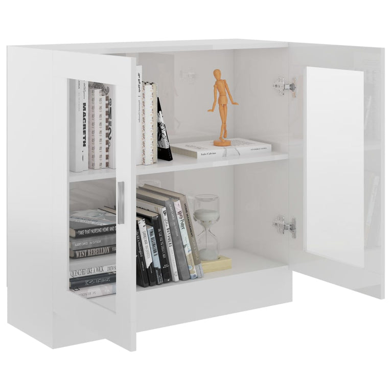 Vitrinekast 82,5x30,5x80 cm spaanplaat hoogglans wit MeubelReus