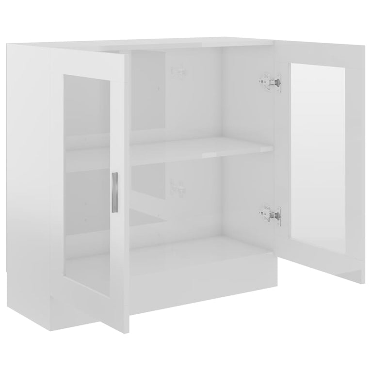Vitrinekast 82,5x30,5x80 cm spaanplaat hoogglans wit MeubelReus