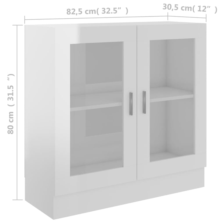 Vitrinekast 82,5x30,5x80 cm spaanplaat hoogglans wit MeubelReus