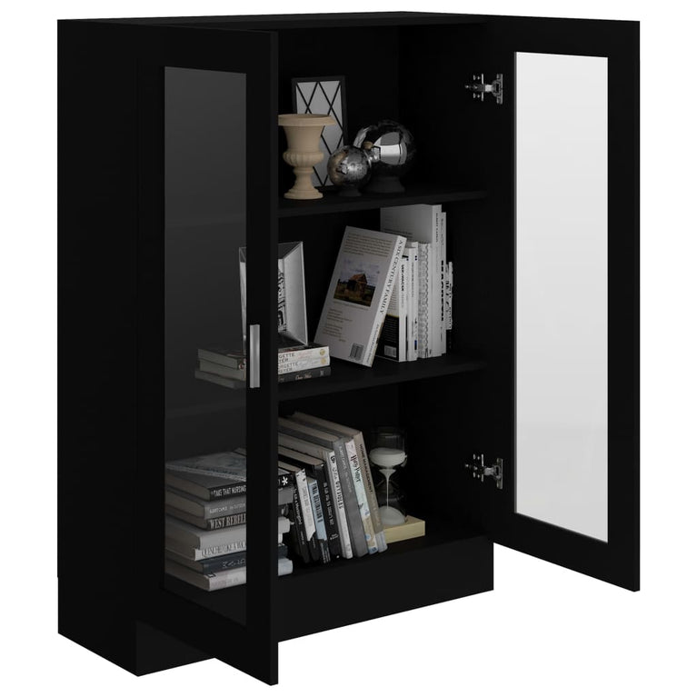 Vitrinekast 82,5x30,5x115 cm spaanplaat zwart MeubelReus