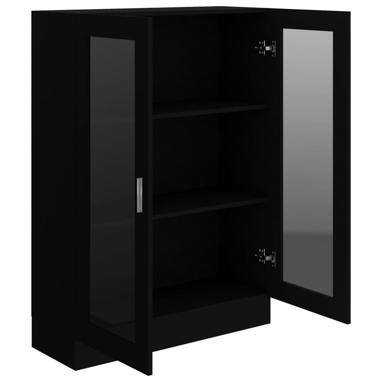 Vitrinekast 82,5x30,5x115 cm spaanplaat zwart MeubelReus