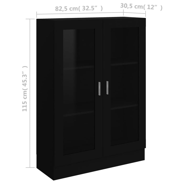Vitrinekast 82,5x30,5x115 cm spaanplaat zwart MeubelReus