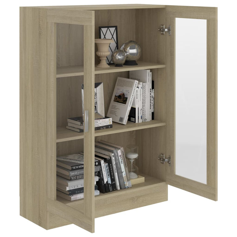 Vitrinekast 82,5x30,5x115 cm spaanplaat sonoma eikenkleurig MeubelReus