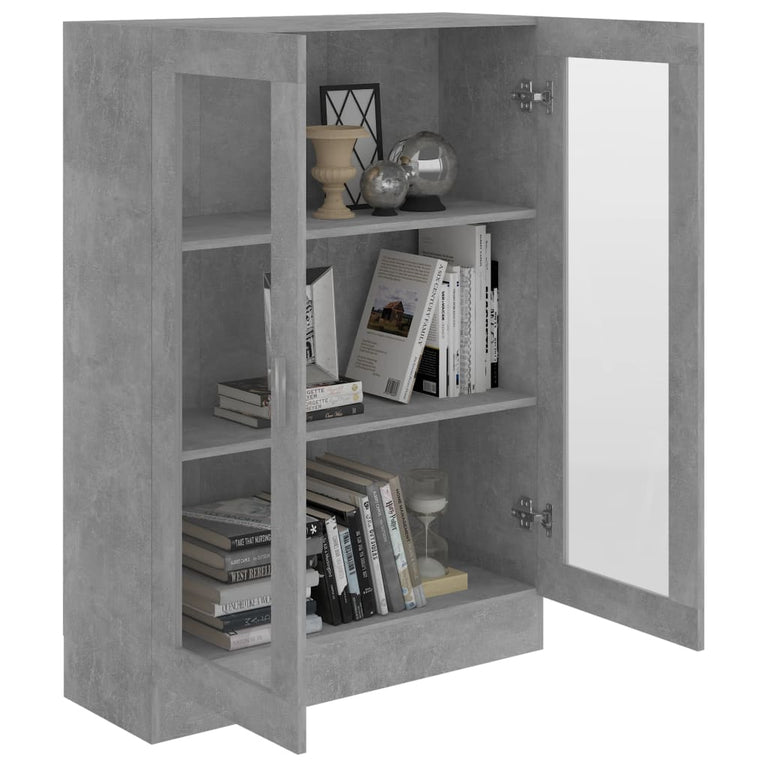 Vitrinekast 82,5x30,5x115 cm spaanplaat betongrijs MeubelReus