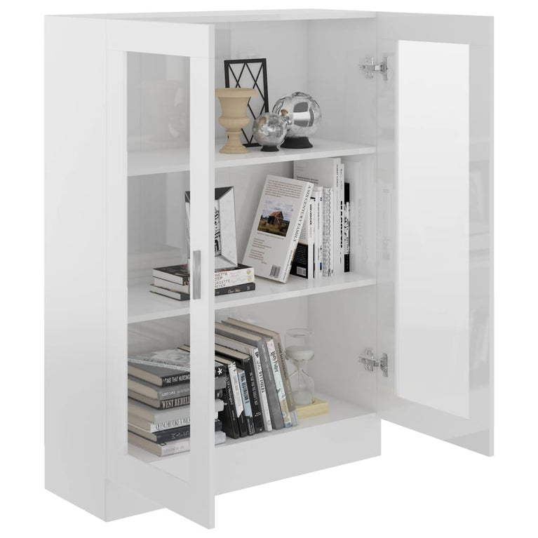 Vitrinekast 82,5x30,5x115 cm spaanplaat hoogglans wit MeubelReus
