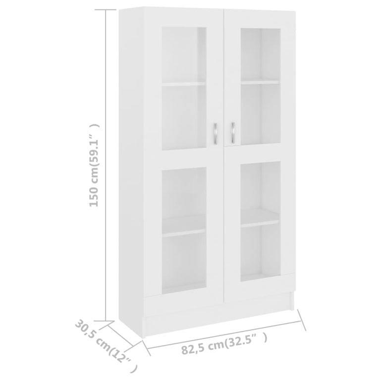 Vitrinekast 82,5x30,5x150 cm spaanplaat wit MeubelReus