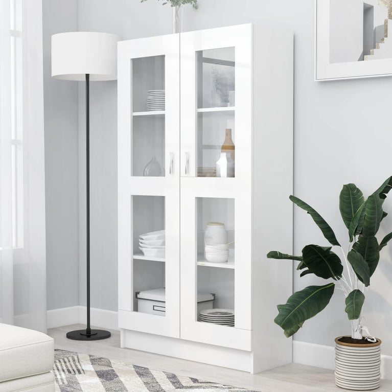 Vitrinekast 82,5x30,5x150 cm spaanplaat wit MeubelReus