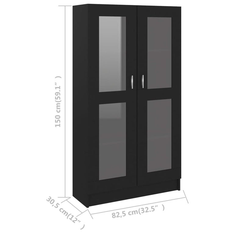 Vitrinekast 82,5x30,5x150 cm spaanplaat zwart MeubelReus