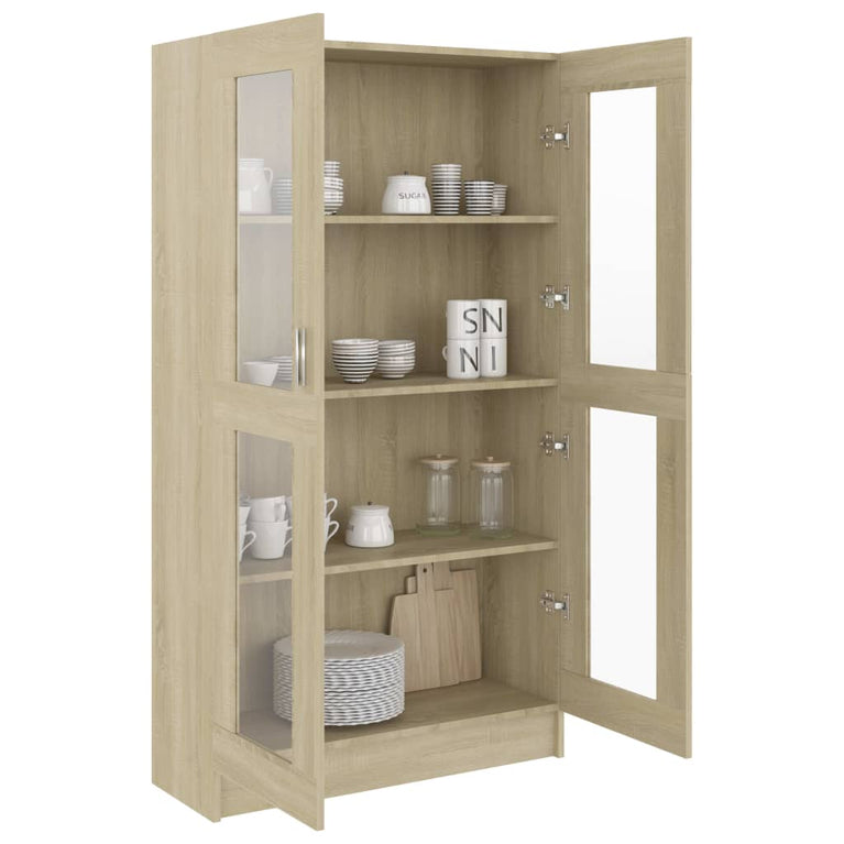 Vitrinekast 82,5x30,5x150 cm spaanplaat sonoma eikenkleurig MeubelReus