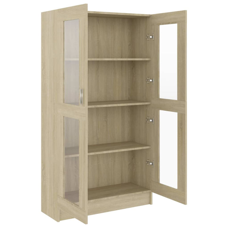 Vitrinekast 82,5x30,5x150 cm spaanplaat sonoma eikenkleurig MeubelReus