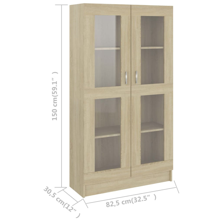 Vitrinekast 82,5x30,5x150 cm spaanplaat sonoma eikenkleurig MeubelReus