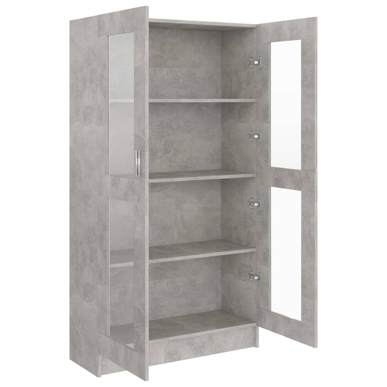 Vitrinekast 82,5x30,5x150 cm spaanplaat betongrijs MeubelReus