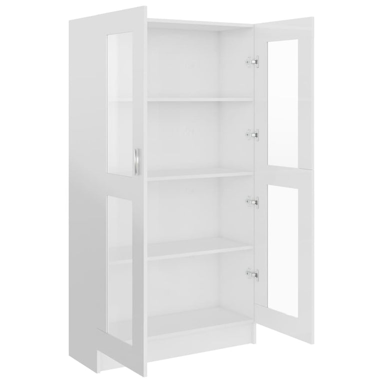 Vitrinekast 82,5x30,5x150 cm spaanplaat hoogglans wit MeubelReus