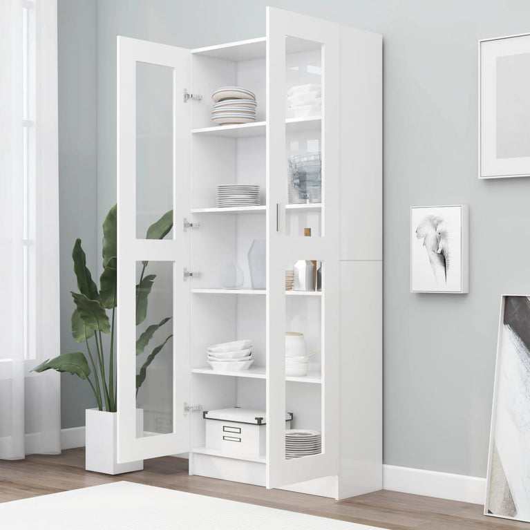 Vitrinekast 82,5x30,5x185,5 cm spaanplaat wit MeubelReus