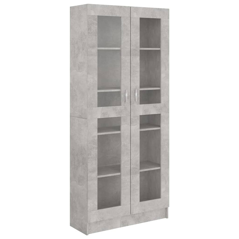 Vitrinekast 82,5x30,5x185,5 cm spaanplaat betongrijs MeubelReus